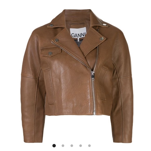 Ganni Jackets & Blazers - Ganni Cropped Textured Leather Jacket EU 34